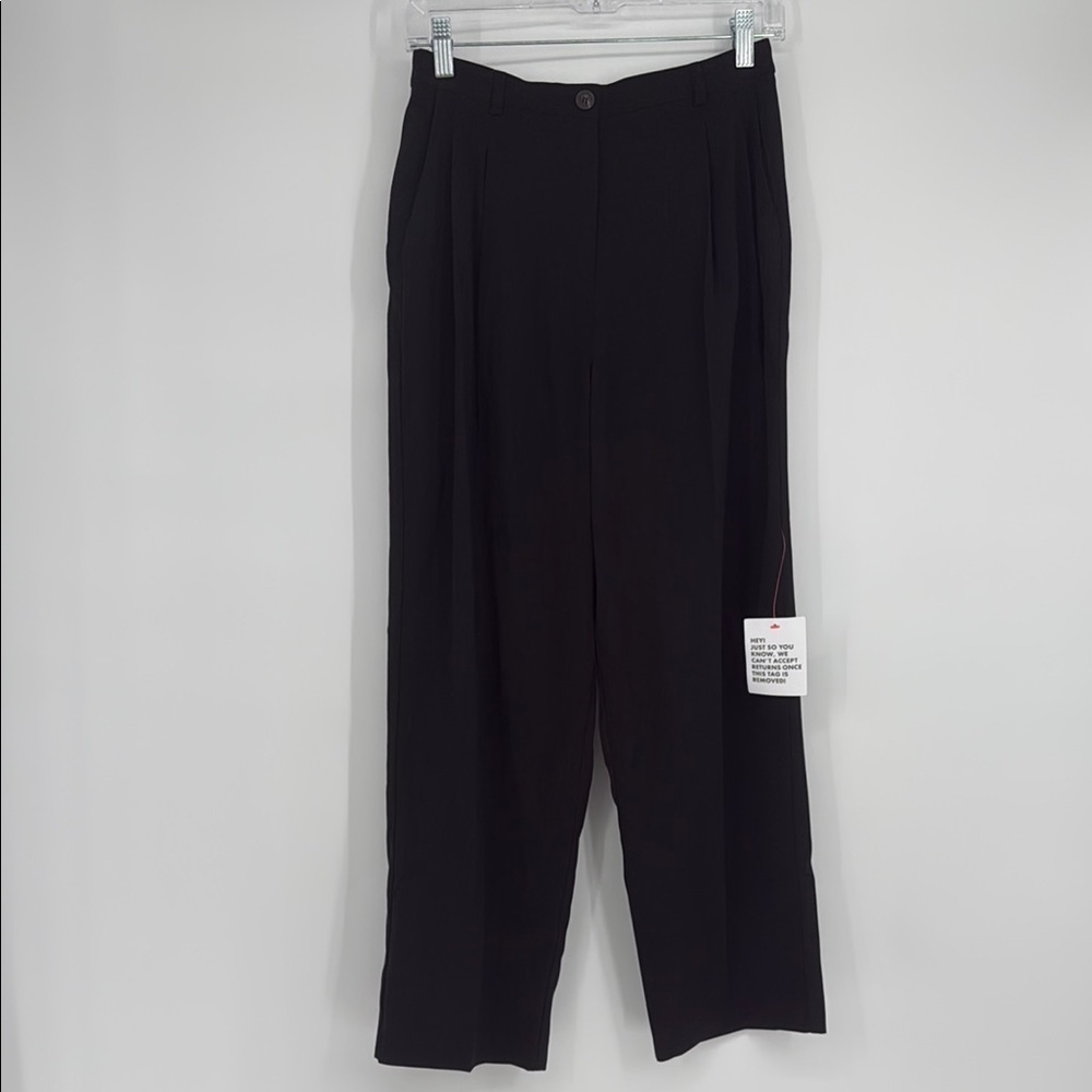 Topshop Black High-Waisted Pleated Trousers Sz 4 US Classic Work Pants NEW